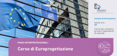 Immagine: Durata&nbsp;
40 ore
Breve descrizione&nbsp;
Nella durata dell&rsquo;intero corso i partecipanti saranno coinvolti nell&rsquo;analisi delle tecniche del Project Cycle Management, del sistema di gestione, controllo e valutazione dei progetti nonch&eacute; di partecipazione ai bandi di gara attraverso workshop interattivi e con il supporto di case studies.
Obiettivi&nbsp;
Il percorso proposto ha la finalit&agrave; di presentare il quadro dei programmi europei di finanziamento in vigore nel periodo 2014-2020 e illustrare le tecniche di redazione e gestione dei progetti. Saranno analizzati i meccanismi, gli strumenti finanziari e i criteri per la redazione, pianificazione e gestione dei progetti finanziati dall&rsquo;Unione europea. I contenuti trattati saranno:

Lo scenario delle politiche e dei programmi europei
Il Project Cycle Management
Il Logical Framework Approach
Ideazione e Progettazione
Gestione Finanziaria
Monitoraggio, valutazione e controllo qualit&agrave;
I programmi per i beni culturali, la cultura, e il turismo
I programmi per l&rsquo;impresa e l&rsquo;industria
Benchmark con testimonianze, esperienze e buone prassi dai contesti di riferimento (in forma di workshop tematici).

Tipologia Titolo conseguito
Attestato di partecipazione
Destinatari
Studenti e PrivatiPersonale aziendale
Sede&nbsp;
Salerno
Informazioni
Mestieri Campania, via S. Visco 24B/ Via Gandhi 16, Salerno&nbsp;
Tel. 089 723744 Email formazione@mestiericampania.com&nbsp; www.mestiericampania.com 
Accreditamento Regione Campania n. 2691-2-1-S