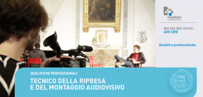Immagine: Durata&nbsp;
600 ore
Costo
1200&euro;
Breve descrizione della figura professionale
Il tecnico della ripresa e del montaggio audiovisivo ha il compito di riprendere immagini e montarle, in accordo con l'audio, per la realizzazione di programmi televisivi, reportage, documentari (in studio o in esterni) e riprese cinematografiche per la produzione di film. Le sue modalit&agrave; operative variano a seconda del contesto e del prodotto: effettua una 